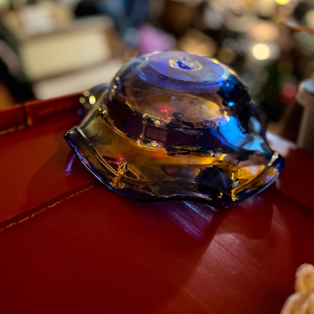 Spanish blown glass bowl-blue - Picture 3 of 6